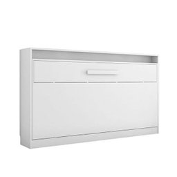 Cama Solteiro Dobrável de Parede - Branco Brilho - 3 Cama Solteiro Dobrável de Parede - Branco Brilho - 3