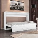 Ver imagem 1 de Cama Solteiro Dobrável de Parede - Branco Brilho