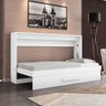 Cama Solteiro Dobrável de Parede - Branco Brilho - 1