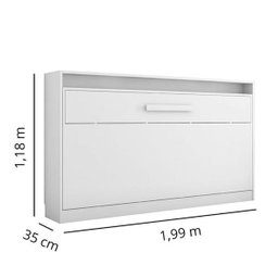 Cama Solteiro Dobrável de Parede - Branco Brilho - 6 Cama Solteiro Dobrável de Parede - Branco Brilho - 6