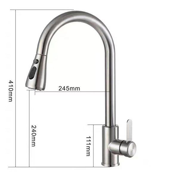 Torneira Misturador Monocomando Preto Fosco Gourmet Bica com Ducha Extensível para Cozinha - 7