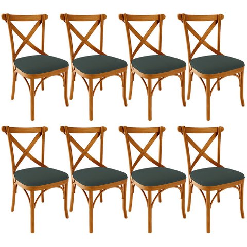 Kit 08 Cadeiras Para Sala de Jantar e Estar Living Estofada Ávila L02 Suede Verde Musgo - Lyam Lyam 