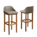 Ver imagem 4 de Kit 2 Banquetas Balcão Estofada Realeza 100cm Madeira Eucalipto - Marrom