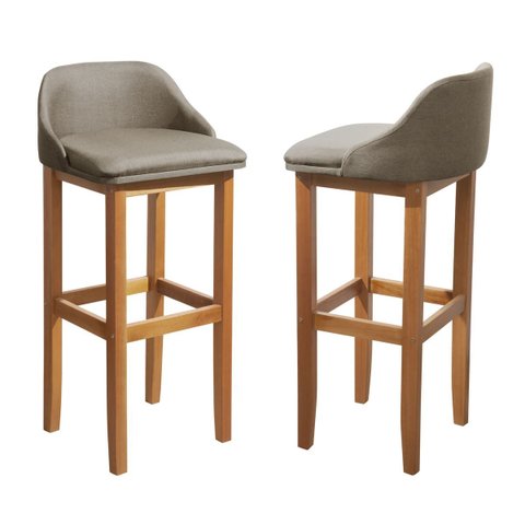 Kit 2 Banquetas Balcão Estofada Realeza 100cm Madeira Eucalipto - Marrom