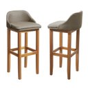 Ver imagem 1 de Kit 2 Banquetas Balcão Estofada Realeza 100cm Madeira Eucalipto - Marrom