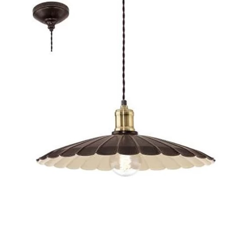 Pendente Hemington Vintage Aço Preto Dourado Marfim 1x E27 Eglo