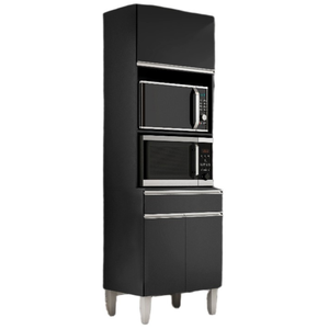 Armário Paneleiro Duplo Torre Quente 2 Portas Andreia Ajl Móveis:preto