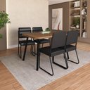 Ver imagem 1 de Conjunto Sala de Jantar Ava 4 Lugares Tampo MDP Cadeiras Tecidos Premium Preto 120cm Móveis Carraro