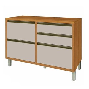 Balcão de Cozinha 1 Porta 4 Gavetas Baronesa Freijó e Off White