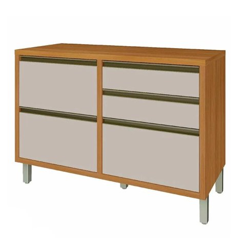 Balcão de Cozinha 1 Porta 4 Gavetas Baronesa Freijó e Off White