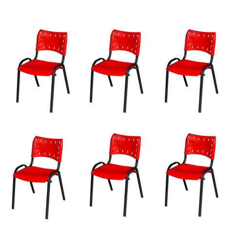 Kit 6 Cadeira Iso - Vermelho