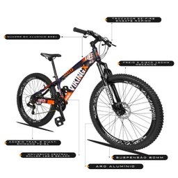 Bicicleta Aro 26 Quadro 13 Alumínio 21v Freio Disco Vmaxx Freeride Tuff Azul Marinho/Laranja - Vikin - 3