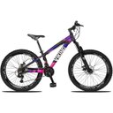 Ver imagem 1 de Bicicleta Aro 26 Quadro 13 Alumínio 21v Freio Disco Vmaxx Freeride Tuff Preto/Rosa - Viking
