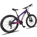 Ver imagem 5 de Bicicleta Aro 26 Quadro 13 Alumínio 21v Freio Disco Vmaxx Freeride Tuff Preto/Rosa - Viking
