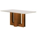 Ver imagem 1 de Mesa de Jantar Sofia 160x80 Canto Copo com Vidro Cinamomo Off White - Leifer