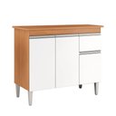 Ver imagem 1 de Balcão Gabinete Multiuso Tatiane 100cm S/tampo Amendoa / Branco