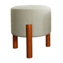 Ver imagem 1 de Puff Lucca Bege Pés Palito Decorativo Recepção Redondo em Linho Cru