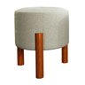Puff Lucca Bege Pés Palito Decorativo Recepção Redondo em Linho Cru - 1