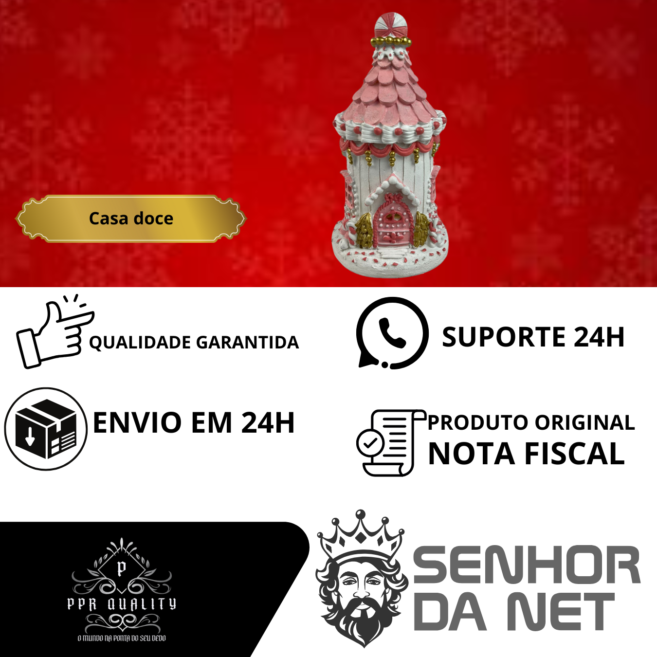 Decoração Natal Casa Doce Rosa e Branca 21,5 Cm com Leds - 8