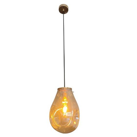 Pendente Dourado com Vidro Âmbar 30cm 1e27 Paris Luz