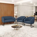Ver imagem 7 de Sofá Namoradeira e 2 Poltronas Base Industrial Preto Stella Suede D03 - D'Rossi Cor Azul Marinho