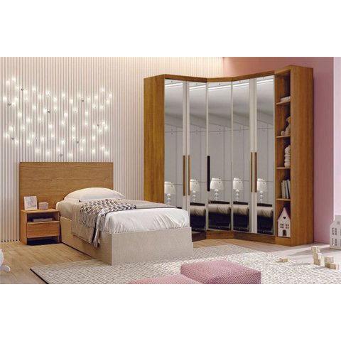 Modulado Closet Completo Espelhado 5 Portas 6 Gavetas - Linea-cumaru - Móveis Novo Horizonte