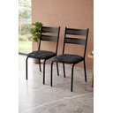 Ver imagem 1 de Kit 2 Cadeiras Life Estilo Industrial Reforçada Cozinha Aço Preto Estofado Estampado Ramado Preto