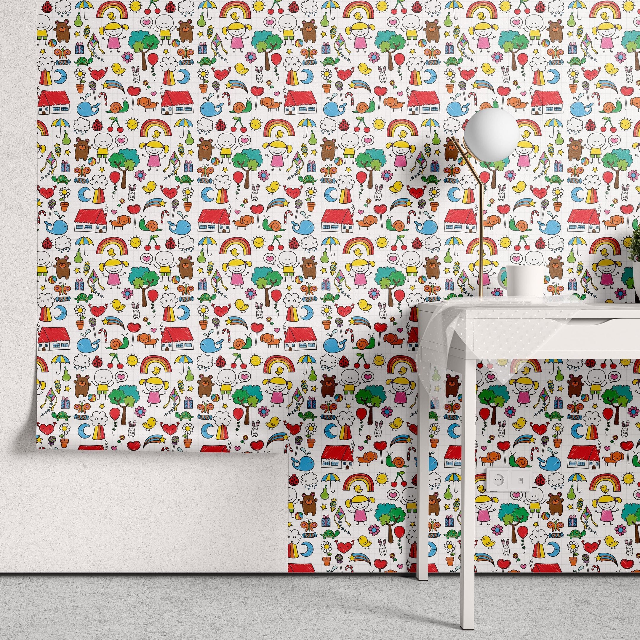 Papel de Parede Adesivo Menina Desenhos Coloridos - 2