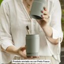 Ver imagem 7 de Porta Escova de Dentes com Tampa Dórica Preto Fosco para Banheiro Lavabo Pia ou