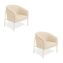 Ver imagem 2 de Poltrona Sala Industrial Alta Champanhe Kit 2 Stella Suede D03 - D’Rossi