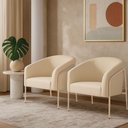 Ver imagem 1 de Poltrona Sala Industrial Alta Champanhe Kit 2 Stella Suede D03 - D’Rossi