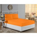 Ver imagem 4 de Jogo de Cama Casal Viúva Nobre 3 Peças Malha 100% Algodão - Laranja