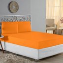 Ver imagem 1 de Jogo de Cama Casal Viúva Nobre 3 Peças Malha 100% Algodão - Laranja