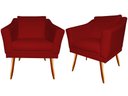 Ver imagem 1 de Kit 2 Poltronas Decorativa Agatha Suede Vermelho Pés Madeira Ms Decor