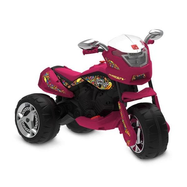 Moto Eletrica Infantil Bandeirante Super Thunder 12V Pink - Maçã