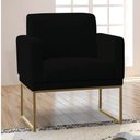Ver imagem 3 de Poltrona Decorativa Juliette Suede Com Armação Dourada Metal