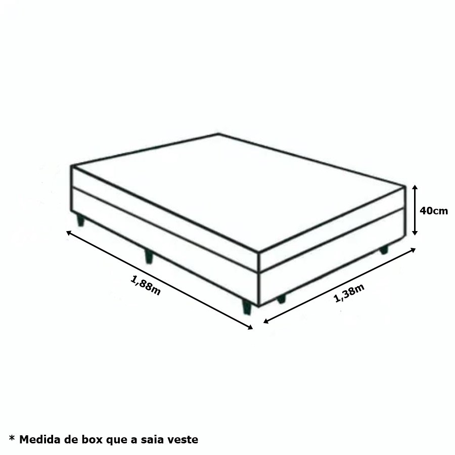 Saia Box Fit Cama de Casal Capa com Elástico Malha Helanca Se Ajusta Ao Box 1 Pç:cinza - 3