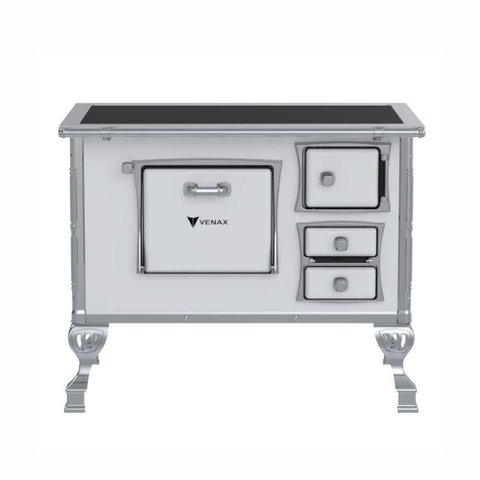 Fogão a Lenha N° 02 Premium Gii Branco Chapa Vitrocerâmica Saída Esquerda sem Tampa - Venax