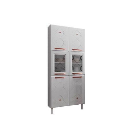 Paneleiro de Cozinha Mirage New Aço C- 6 Portas C-2vidro 80cm Branco - Telasul