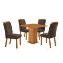 Ver imagem 2 de Conjunto Mesa de Jantar 90cm com 4 Cadeiras Estofadas Multimóveis Crrft-CON047 Madeirado/Marrom