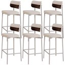Ver imagem 1 de Kit 06 Banquetas Alta Bar Cozinha Sala de Jantar Aço Branco Kaira C01 Linho Palha Courino Café -