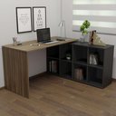 Ver imagem 2 de Mesa Escrivaninha Escritorio em L 8 Nichos 140x130 cm Ipe Preto Artany