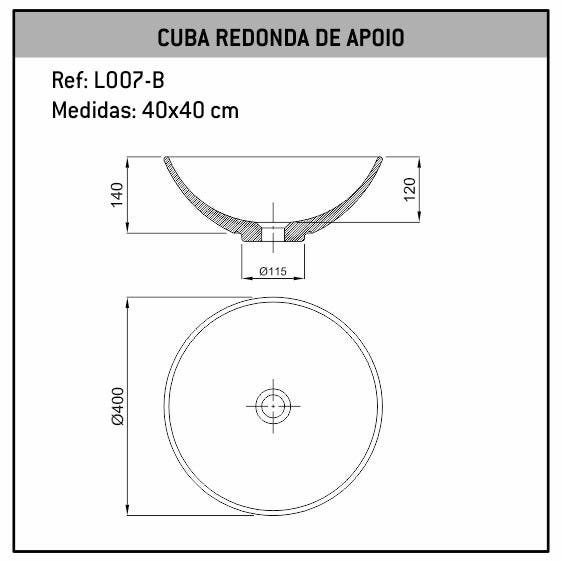 Cuba de Apoio Redonda 40x40 L007-B Fabrimar - 4