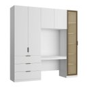Ver mais imagens de Guarda Roupa Modular 5 Portas Reflecta com Mesa Altezza Clean Belmax:Branco