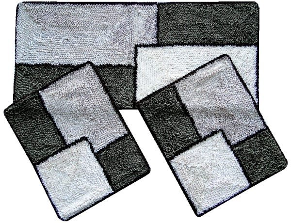 Jogo de Tapetes Frufru Cozinha Abstrato Quadrados - 1