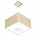 Ver imagem 1 de Lustre Pendente Quadrado Md-4197 Cúpula em Tecido 25/45x45cm Rustico Bege - Bivolt