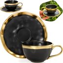 Ver imagem 4 de Xícara para Café com Pires em Porcelana Dubai 90ml Wolff Preto e Dourado