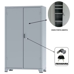 Armário de Aço c/ 02 portas REFORÇADO – PA 120 – 1,98×1,20×0,40m – CHAPA # 22 – AMAPA – 12115 - 5