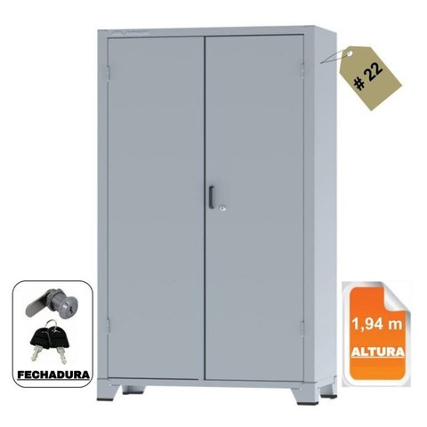Armário de Aço c/ 02 portas REFORÇADO – PA 120 – 1,98×1,20×0,40m – CHAPA # 22 – AMAPA – 12115