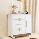 Ver imagem 2 de Cômoda Sapateira com Espelho para Quarto 1 Porta 4 Gavetas Paraty V01 Branco Camarim Flex - Lyam
